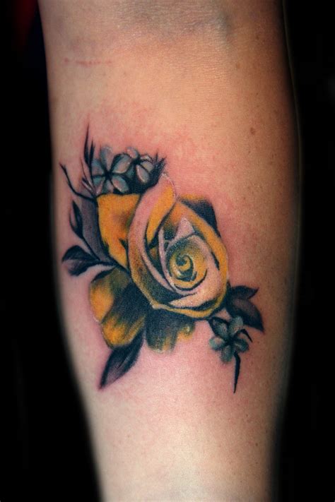 Small rose tattoo behind the ear is very good thinking about getting small tattoo designs. vintage yellow rose tattoo | I tattoo at Tattoo Boogaloo ...