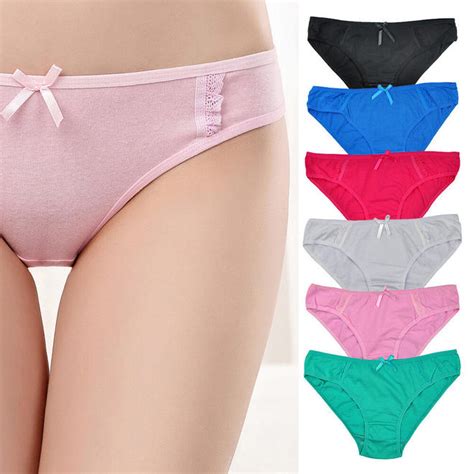 Yun Meng Ni 6 12 Pack Women Cotton Bikini Panties Sexy Lace Solid Low