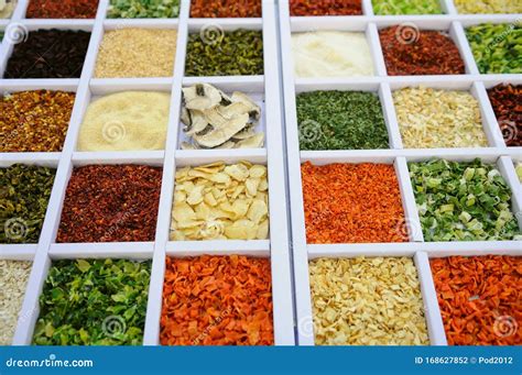 Set Of Fragrant Spices And Vegetables Top View Stock Photo Image Of
