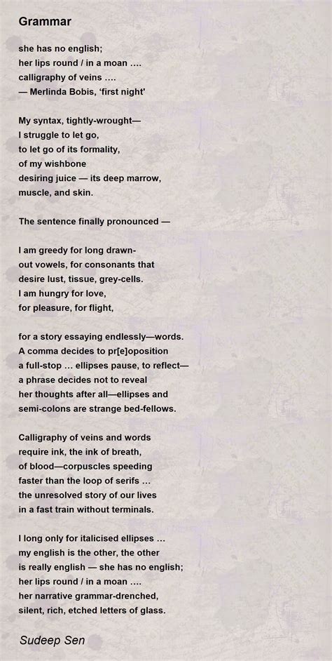 Grammar By Sudeep Sen Grammar Poem