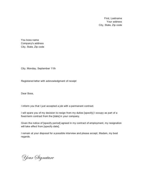 Sample Simple Resignation Letter Collection Letter Template Collection