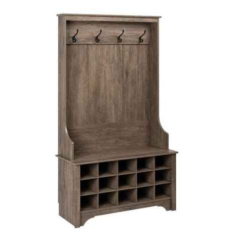 Prepac Drifted Gray Hall Tree With Shoe Storage Dsog 0011 1 The Home