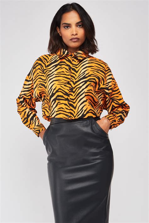 Long Sleeve Tiger Print Shirt Just 6