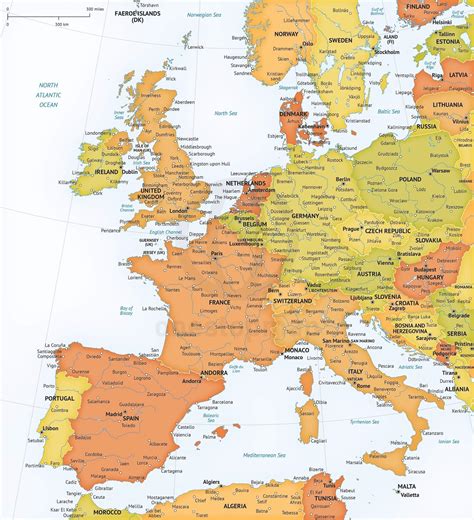 Map Of Western Europe With Cities Vector U S Map