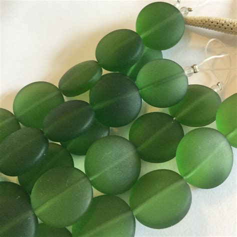 12 Mm Sea Glass Beads Drilled Beach Glass Green Seaglass Etsy