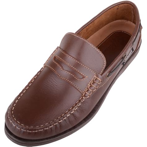 Mens Genuine Leather Summer Slip On Boat Deck Shoes Absolute Footwear