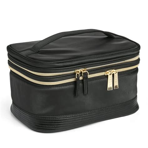 Modella Dual Zipper Cosmetic Bag For Makeup And Accessories Black