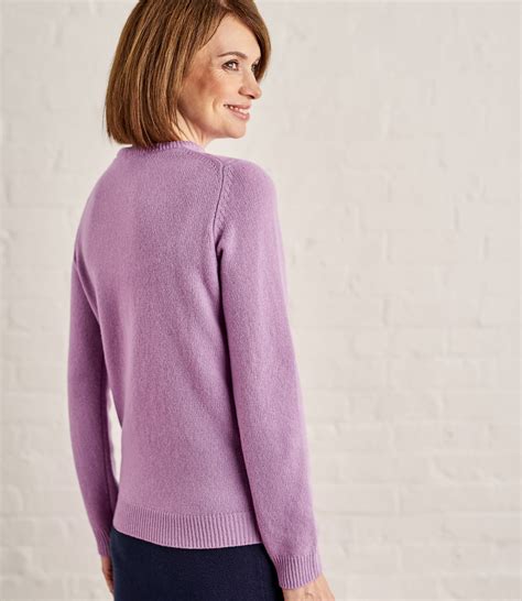 Soft Lavender Lambswool Classic Crew Neck Jumper Woolovers Uk