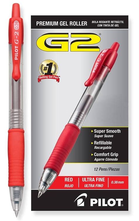 Pilot G2 Retractable Premium Gel Ink Roller Ball Pens Red Ink Ultra