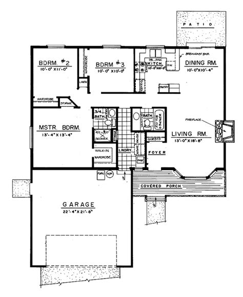 Country Style House Plan 3 Beds 2 Baths 1248 Sqft Plan 303 462