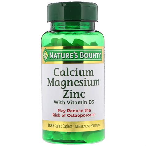 nature s bounty calcio magnesio zinc con vitamina d3 100 comprimidos recubiertos allnatural
