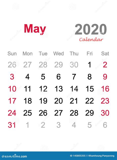 May 2020 Calendar Monthly Calendar Template 2020 Monthly Calendar