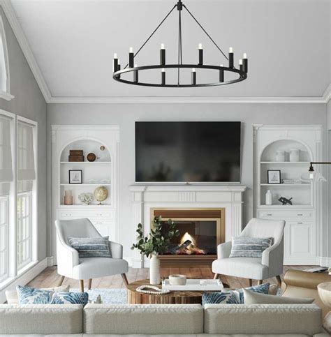 Classic Coastal Farmhouse Transitional Scandinavian Living Room