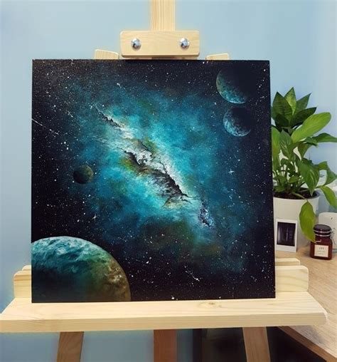 Original Acrylic Painting Luminous Space Art Astronomy Galaxy Etsy