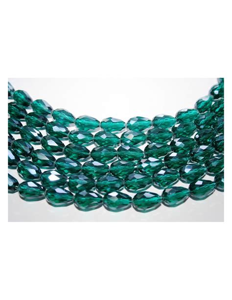 Chinese Crystal Beads Briolette Teal 15x10mm Perlinebijoux