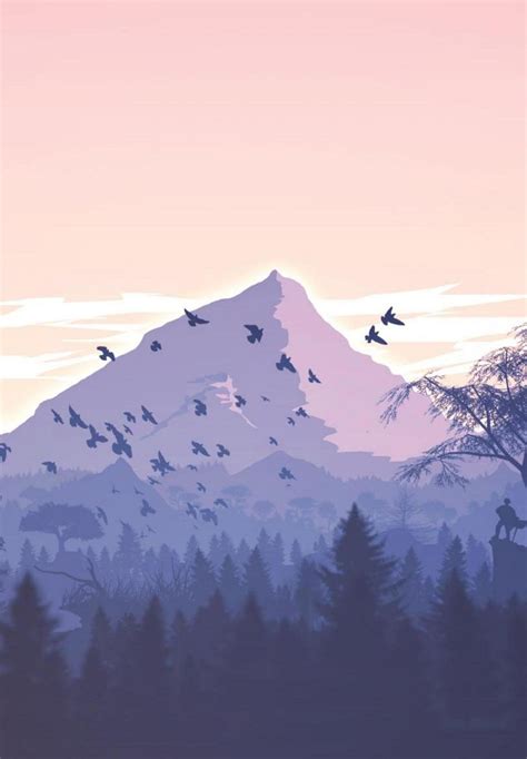 Minimalism Birds Mountains Trees Forest 9k Wallpaper 1640x2360