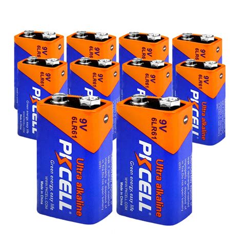 10Pcs Pkcell 9V 6LR61 Alkaline Batterij E22 MN1604 Primaire Batterij