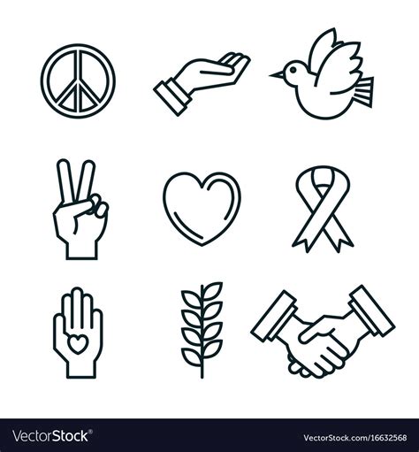 Symbols Peace For International Peace Day Icons Vector Image