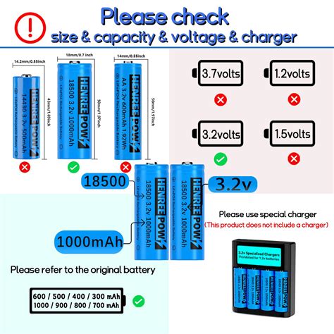 Henreepow 18500 Rechargeable Battery 32v Lifepo4 Lithium Phosphate Battery 1000mah For Outdoor