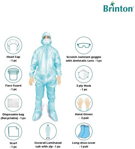 Brinton Medical Disposable Ppe Personal Protection Equipment Kit Coveralls With Zipper