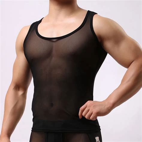 New Brave Person Sexy Men S Sexy Sports Tank Tops Mesh Transparent Vest