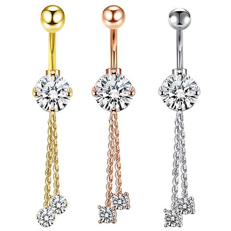 Junlowpy Sexy Belly Bars Belly Button Rings Belly Piercing Crystal