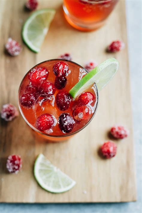 Sparkling Vodka Cranberry With Lime And Sugared Cranberries Cranberry