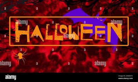 Digital Image Of Happy Halloween Text Banner And Bat Icon Against Red