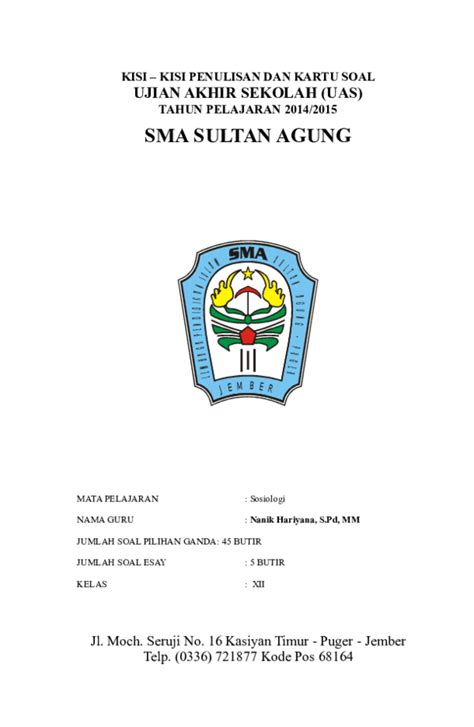 Cover Soal Ujian Sekolah Doc