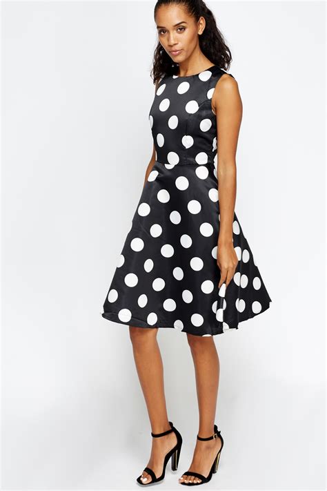 polka dots dress for women linea polka dot dress in black navy lyst chloe howell