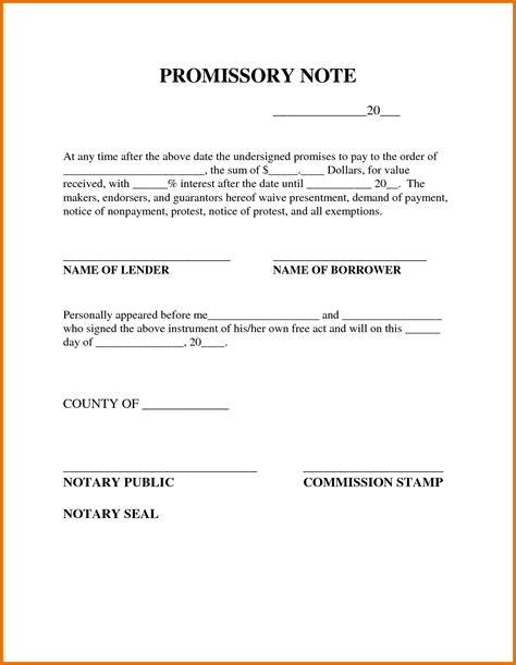Free Promissory Note Template For Personal Loan Printable Templates