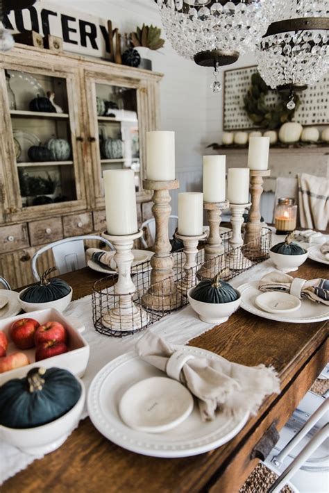 Simple And Neutral Fall Farmhouse Dining Room Farmhouse Dining Rooms