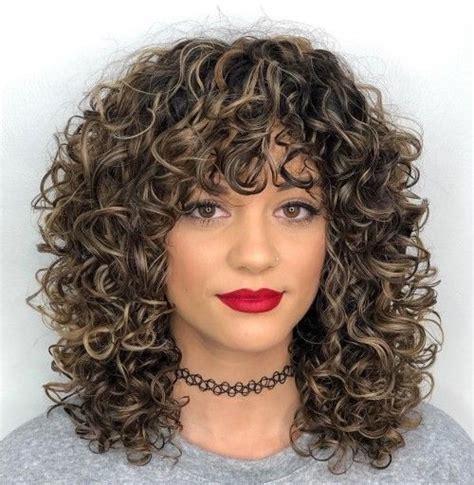 Looking for curly hairstyles, but can't find anything interesting among tons of photos? 3b Bangs Curly Modern Shag Hairstyle | Medium curly hair ...