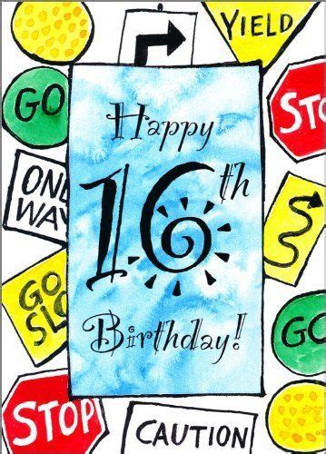 16th Sixteen 16 Sixteenth Birthday Greeting Card Road Signs By