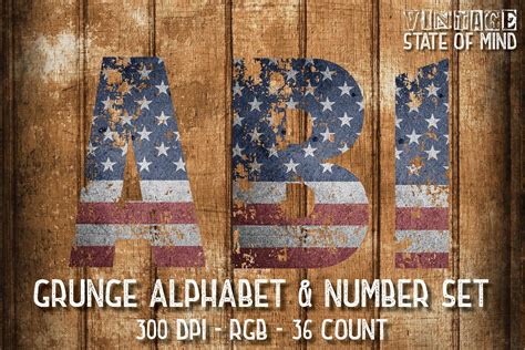 American Flag Grunge Alphabet Letters 219850 Sublimation Design