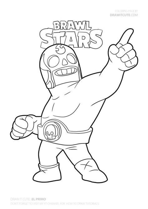 how to draw el primo super easy brawl stars drawing tutorial with coloring page draw it cute