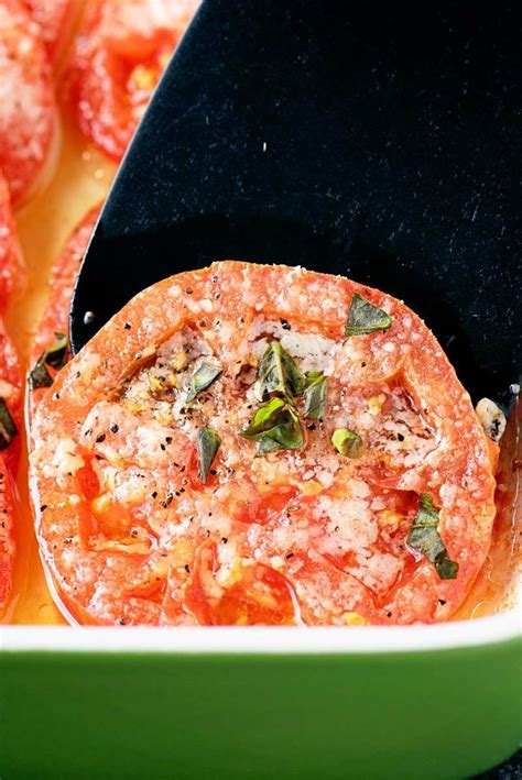 Put tomato slices on a baking sheet in a single layer. Baked Parmesan Tomatoes - Homemade Hooplah