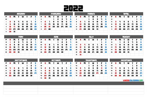 Free Printable 2022 Calendar Landscape Pdf Image