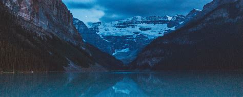Download Wallpaper 2560x1024 Mountains Lake Night Dark Landscape