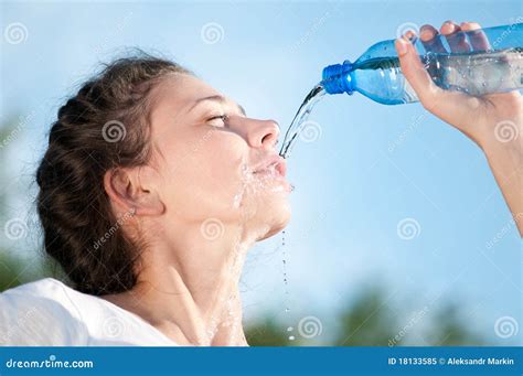 Beautiful Woman Drinking Water Thirst Stock Image Image Of Outdoor