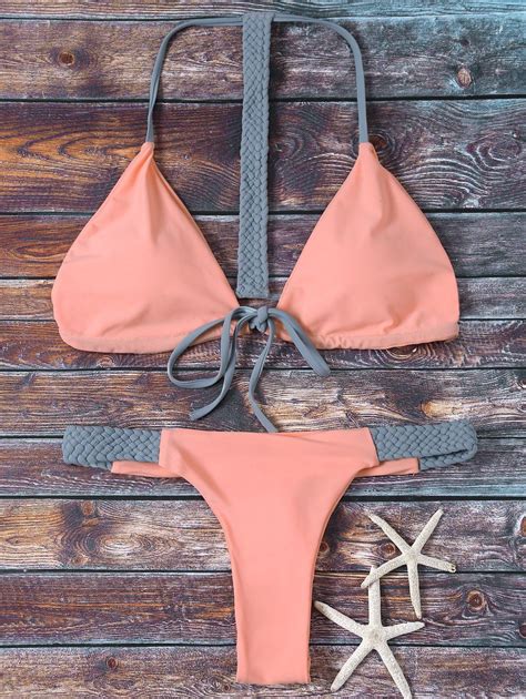 64 Off Halter Reversible Thongs Bikini Swimsuit Rosegal