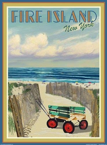 Fire Island Wagon Vintage Art Deco Style Travel Poster By Aurelio