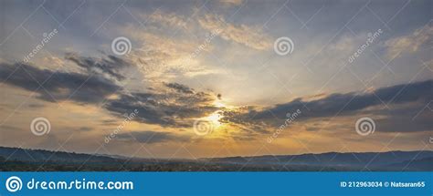 Beautiful Sunset Sky And Dark Clouds With Mountain Gorgeous Panorama