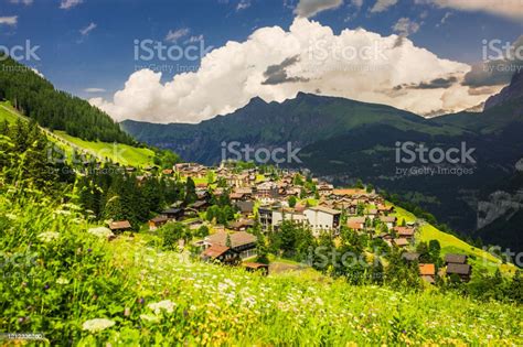 Murren Village In Switzerland Traditional Swiss Landscape Alps