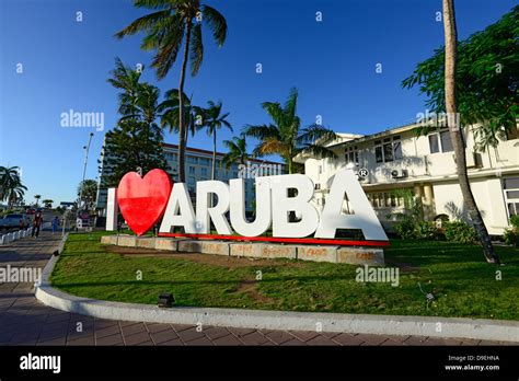 I Love Aruba Sign Oranjestad Netherland Antilles Na Caribbean Stock
