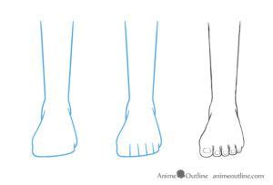 How to draw anime feet, draw feet. Anime feet drawing in front view | Feet drawing, Anime ...