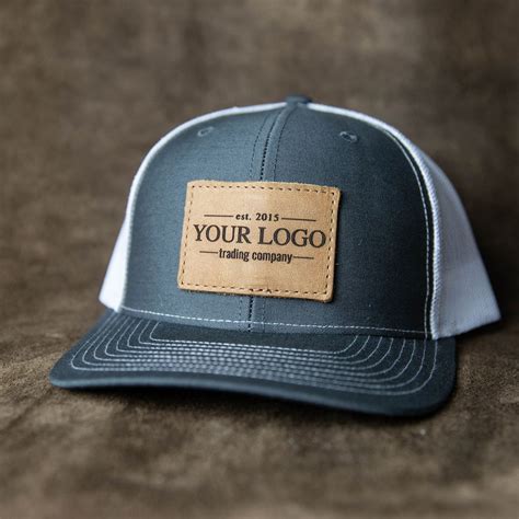 100 Custom Logo Leather Patch Trucker Style Hat Company Logo Etsy