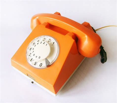 Items Similar To Bright Orange Rotary Phone 1972 Vintage European