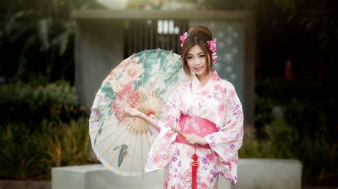 Beautiful Japanese Girl Kimono Umbrella Wallpaper Girls Wallpaper