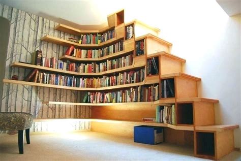 L Shaped Bookshelf Circular Bookcase Shaped Like A Tree Staircase